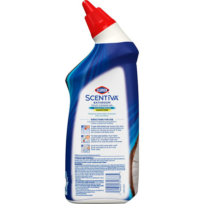 Clorox Scentiva Bathroom Toilet Cleaning Gel, Coconut and Waterlily, 24 Fluid Ounces