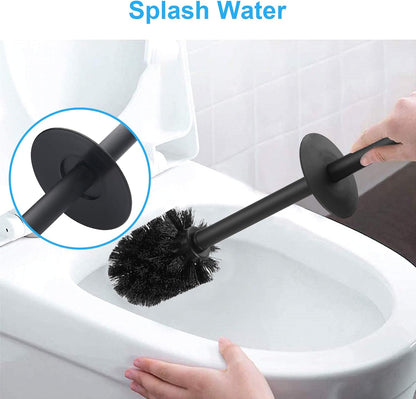 BGL Square Toilet Brush with Holder,Stainless Steel Rubber Painted Toilet Bowl Brush and Holder for Bathroom,2 Cleaner Brush Heads,Brushed Nickel