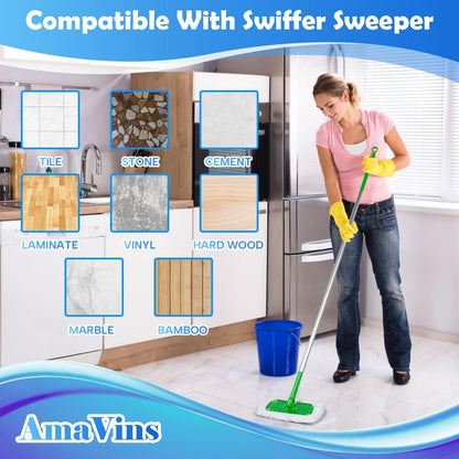 AmaVins 5 Pack Reusable Microfiber Mop Pads Compatible with Swiffer Sweeper Mop, Wet and Dry Flat mop Cover, Washable Mop Pads for Surface/Hardwood Floor Cleaning (Mop is Not Included)