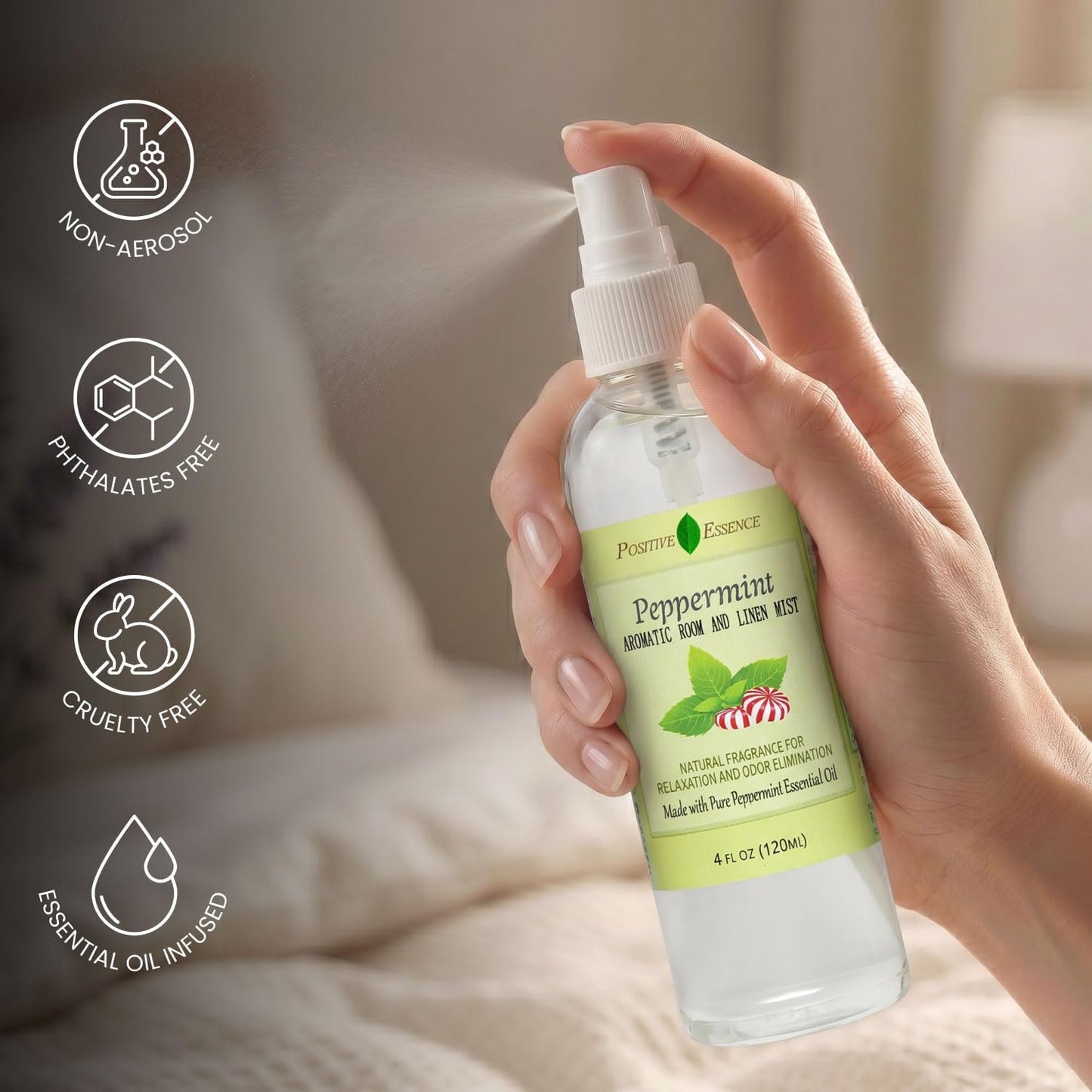 Lavender Room and Pillow Spray, Natural Aromatherapy Sleep Spray with Lavender Essential Oil for Relaxation, Fabric & Bedding Mist, Non-Aerosol Odor Neutralizer