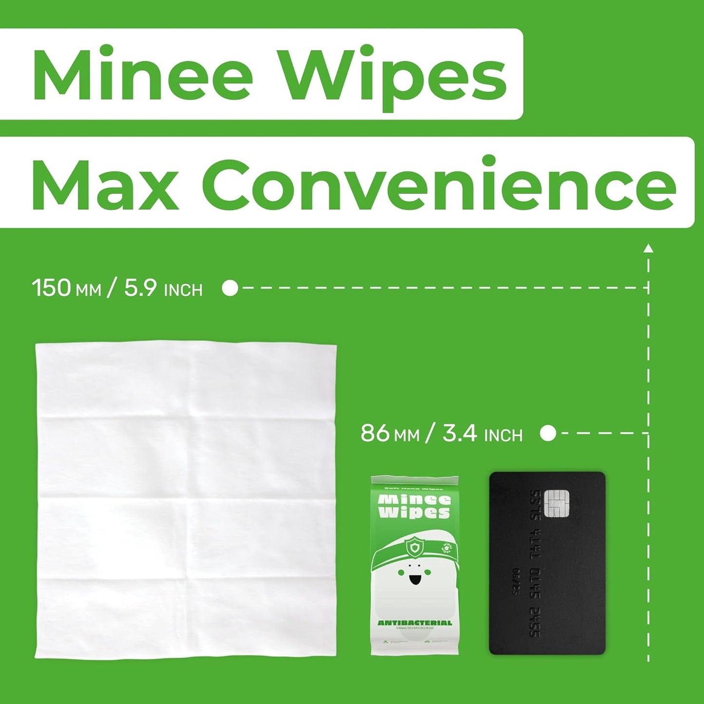 Impossibly Compact Travel Antibacterial Wipes Hand Sanitizer - 99.5% Water and Aloe - Safe for Sensitive Skin & Hypoallergenic Hand Wipes - Travel Essentials For Adults & Kids, 10 Pack Total 60 Wipe