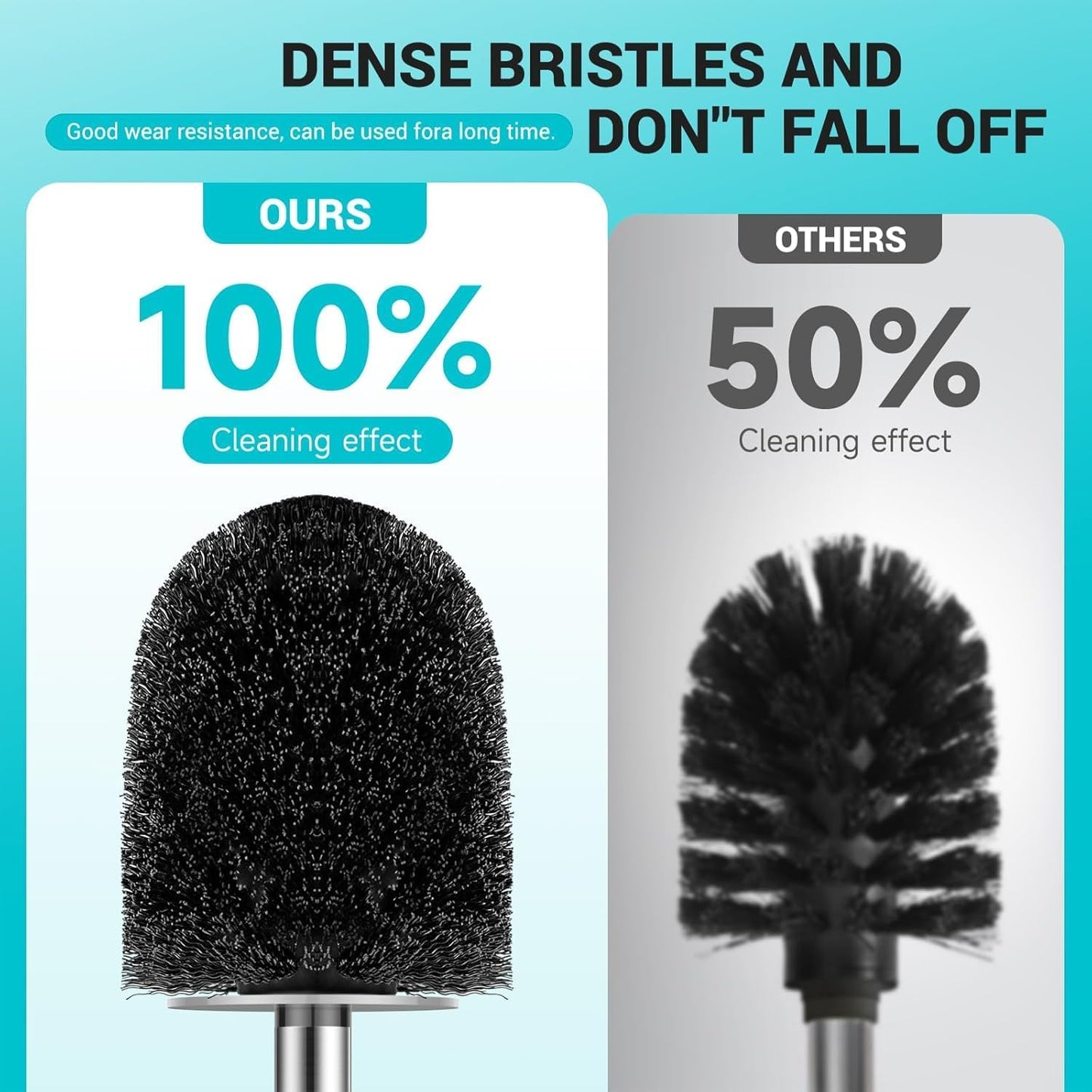 AONEZ Compact Toilet Brush & Holder, Stainless Steel Handle, Space Saving for Storage, Deep Cleaning, Drip-Proof, Easy to Assemble, Nylon Bristles, White & Grey
