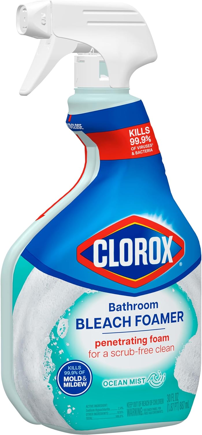 Clorox Disinfecting Bathroom Foamer with Bleach Original, 30 Ounce Spray Bottle (Package May Vary)