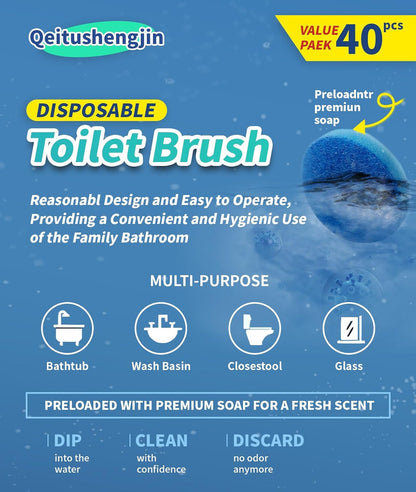 Disposable Toilet Brush,with 24 Refill Heads and Holder,Clean Brush Starter Kit,with 1 Toilet Wand, 1StorageCaddy and,3Fragrant Tablet, Toilet Wand Kit,Deep Cleaning Bathroom.