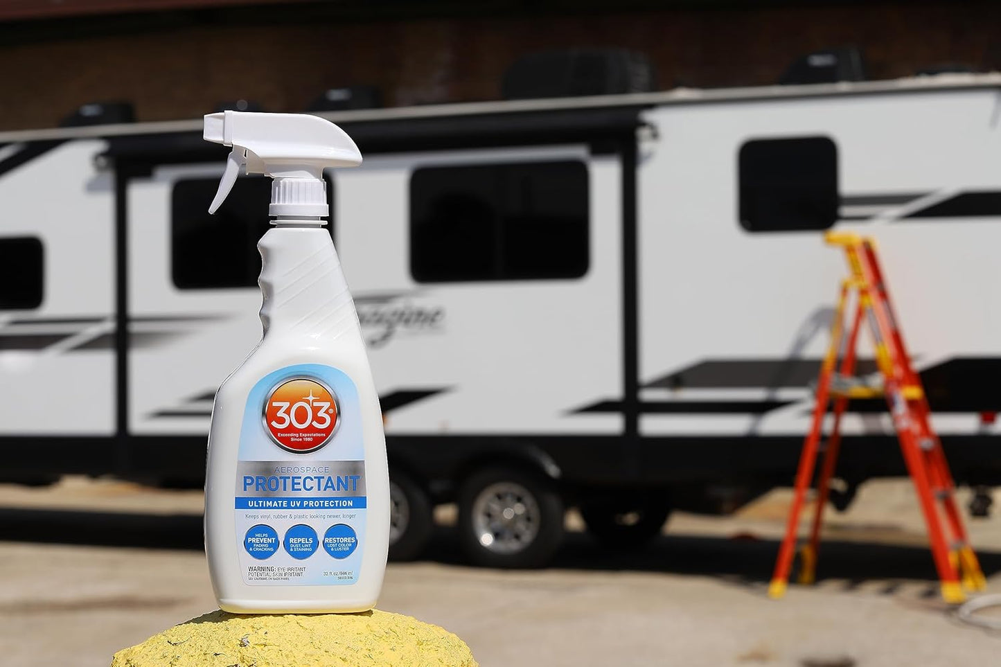 303 Products (30308CSR) UV Protectant Spray for Vinyl, Plastic, Rubber, Fiberglass, Leather & More – Dust and Dirt Repellant - Non-Toxic, Matte Finish, 16 Fl. oz., White
