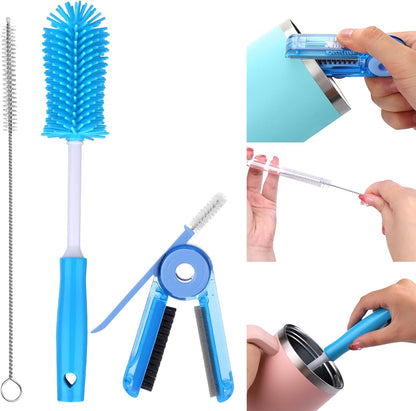 XANGNIER 5 in 1 Bottle Cleaning Brush Set,Multifunctional Water Bottle Brush and Straw Cleaner Brush,Cleaning Tool Kit for Owala/Stanley/Yeti/Simple Modern Tumbler Cup Accessories,Kitchen Gadgets