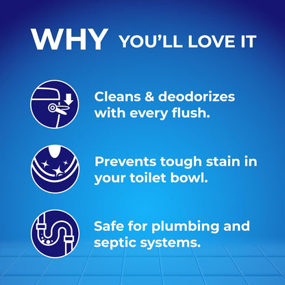 Toilet Bowl Cleaner Tablets - Blue Automatic Toilet Bowl Cleaners with Bleach, Deep Cleaning & Odor Eliminator – Septic Safe, Stain Remover for Long-Lasting Freshness and Shine (8)