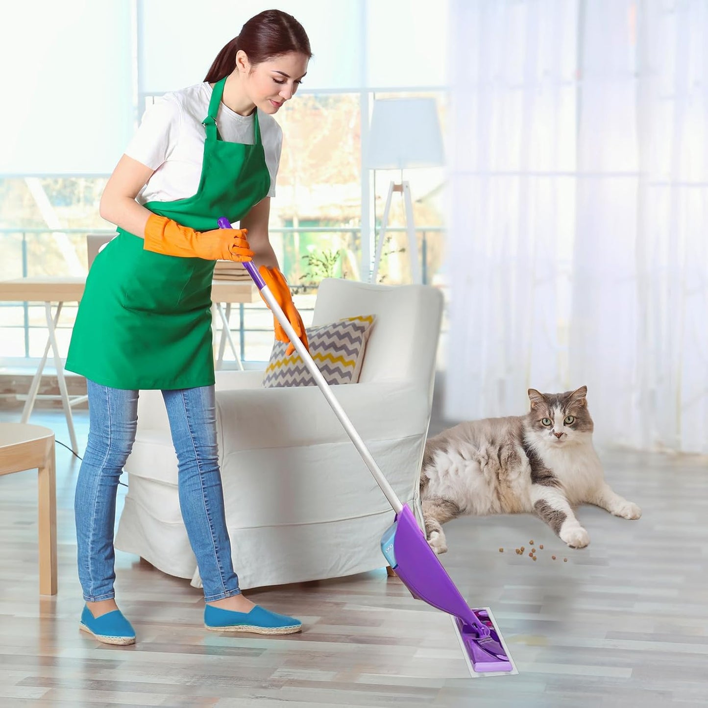 DOCXCDO 80 Pack Disposable Mop Pad Refills for Swiffer Wet Jet Spray Mop，Dry&Wet Mopping Pad Compatible with Swiffer Wet Jet and Any Model of Velcro Mop，Multi Surface WetJet Pad for Floor Cleaning