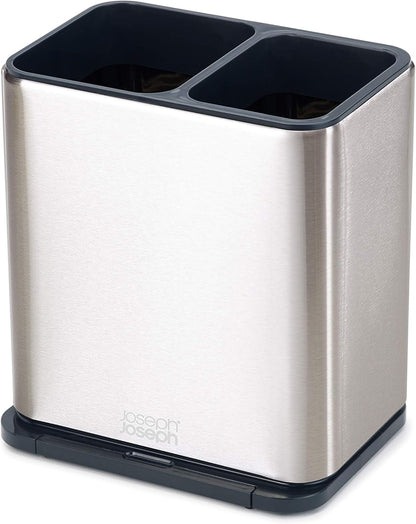 Joseph Joseph Surface Sink Caddy Stainless Steel Sponge Holder Organizer Tidy Drains Water for Kitchen, Small, Silver