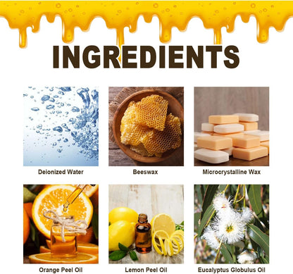 3Pcs Beeswax Spray Furniture Polish, Original Natural Beeswax Care Spray, Wood Cleaner, Wood Floor Polish for Living Room,Kitchen,Wooden Furniture Floors(120ml+Sponge+Cloth)
