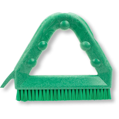 SPARTA Plastic Commercial Grout Brush, Triangle-Shaped Scrub Brush with Scraper and Two Threaded Holes for Attaching Handle (Sold Separately), 9 x 7 x 7 Inches, Gray