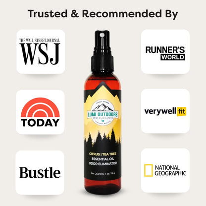 Lumi Outdoors Natural Shoe Deodorizer Spray (700+ Sprays) - Extra Strength Shoe Odor Eliminator for Smelly Shoes & Foot Odor - Replaces Shoe Balls & Inserts - Lemon Eucalyptus