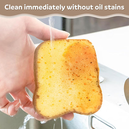 2 Pcs Cleaning Sponges, Cute Toast Shape Kitchen Scrub Dish Sponges, Household for Cleaning Dishwasher Sponges Non Scratch Scouring Pad