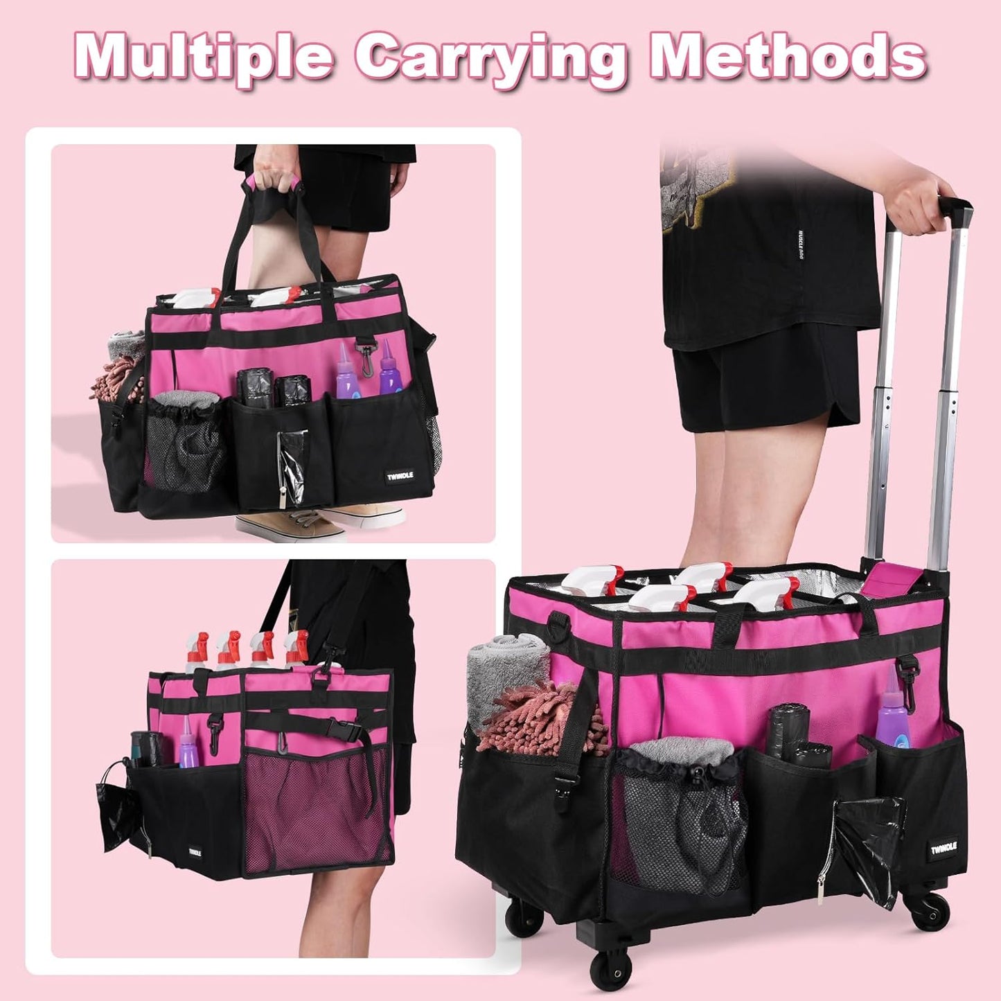 Extra-Large Wearable Cleaning Caddy With Detachable Divider,Cleaning Caddy For Cleaning Supplies Large Cleaning Supply Caddy With Adjustable Shoulder Strap & Waist Belt For Cleaners