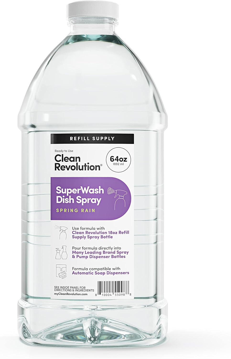 Clean Revolution SuperWash Dish Soap Spray 128oz Refill Supply Container, Ready to Use Formula, Citrus Fragrance, 1 Pack