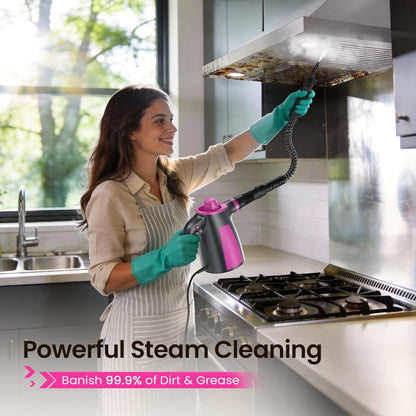 Steam Cleaner, Pressurized Handheld 13pcs Multi-Purpose Natural Deep Cleaning Steamer, Portable Steamer for Cleaning Home, Grout, Kitchen, Car, Window, Upholstery, Bathroom and Clothes, Gray