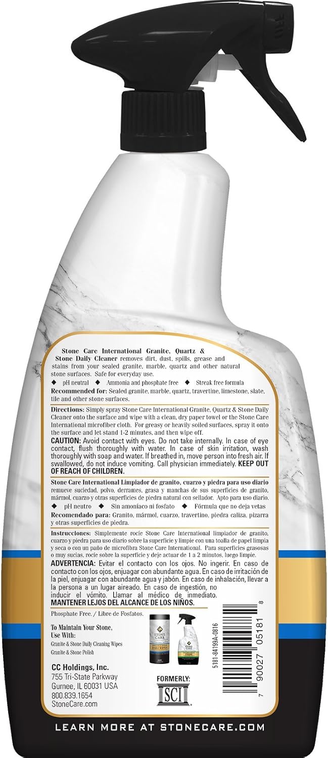 Stone Care International Granite Stone Cleaner and Polish Combo for Granite Marble Soapstone Quartz Quartzite Slate Limestone Corian Laminate Tile Countertop