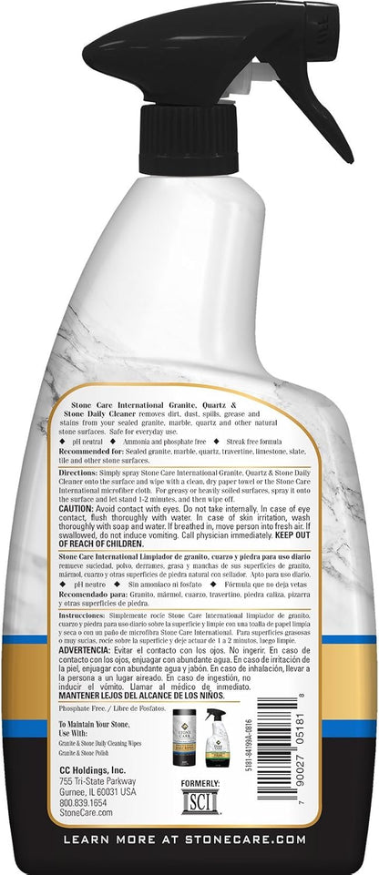 Stone Care International Granite Stone Cleaner and Polish Combo for Granite Marble Soapstone Quartz Quartzite Slate Limestone Corian Laminate Tile Countertop