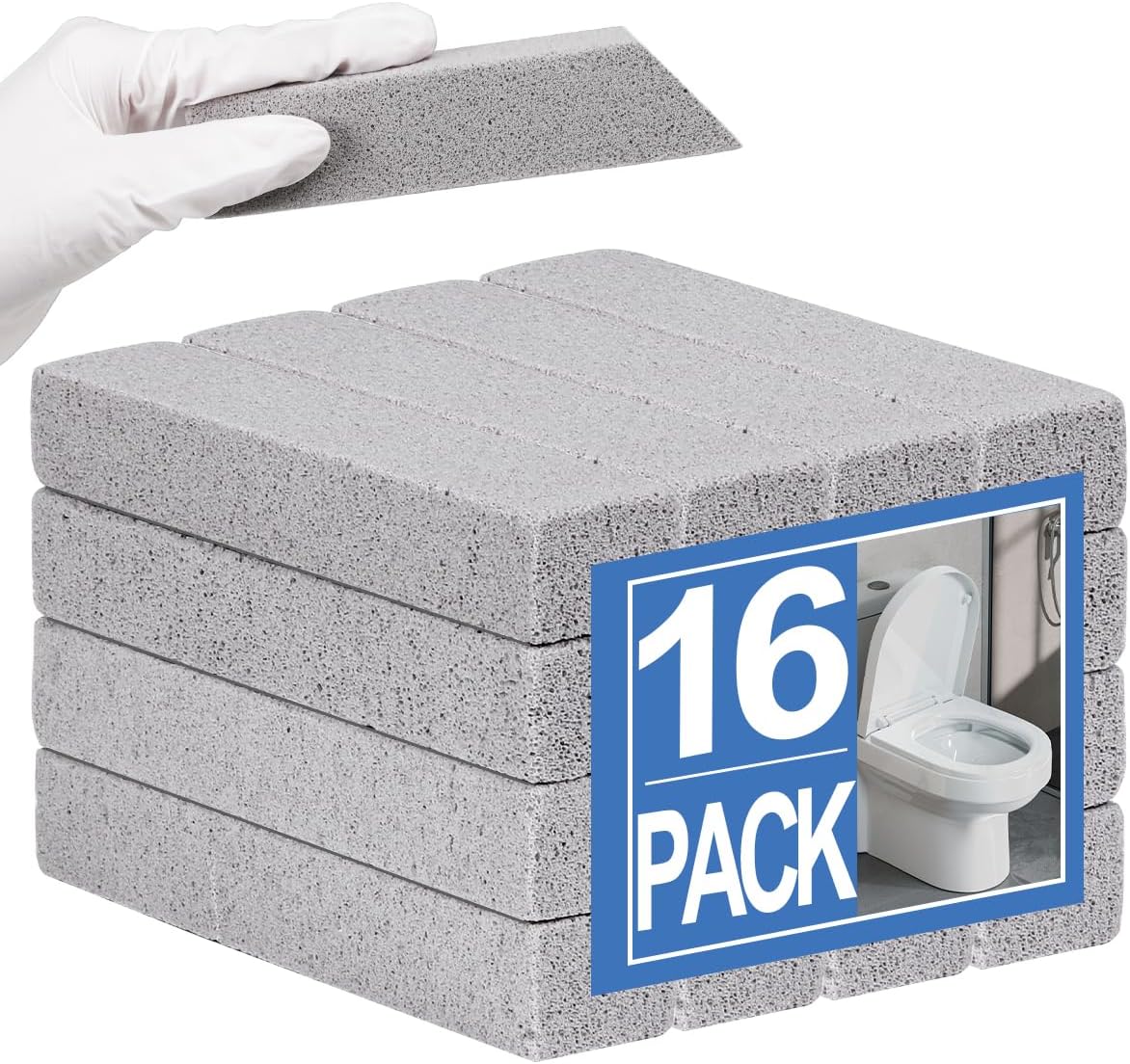 Herda 10 Pack Pumice Stone for Toilet Bowl Cleaning, Powerfully Pumice Stick for Cleaning Hard Water Rings, Calcium Buildup, Rust, Pumice Bar for Toilets, Bathtubs, Grills, Swimming Pools, Sinks