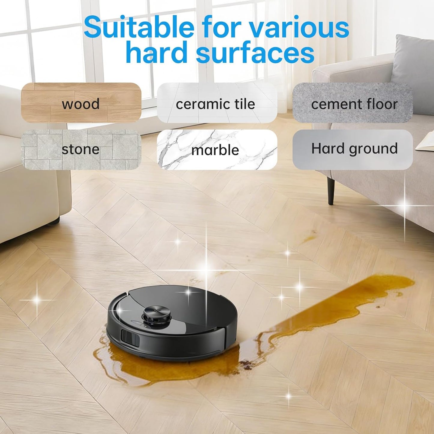 Nukisa 1L Sweet Orange Floor Cleaning Solution Compatible with Roborock&Eufy&iRobot&Ecovacs&Dreame&Shark, Fragrance Deodorization, Deep Cleans for Multiple Hard Floors, Suitable With All Robot Vacuum