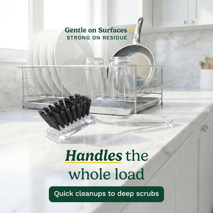 Cuisinart Dish Brush with Handle 2 Pack – Kitchen Scrub Brush for Dishes, Pots & Pans, Non-Scratch Dish Scrubber, Firm Bristles for Sink & Cookware, Comfortable Grip for Everyday Cleaning