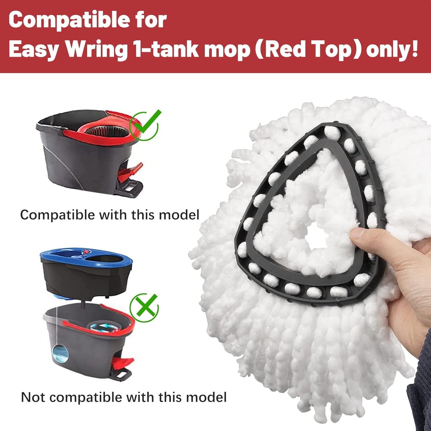 4 Pack Spin Mop Replacement Heads, Microfiber Mop Refills Compatible with Ocedar Mop Heads Replacements 2 Tank System, Replace Head Safe for Cleaning All Hard-surfaced Floors