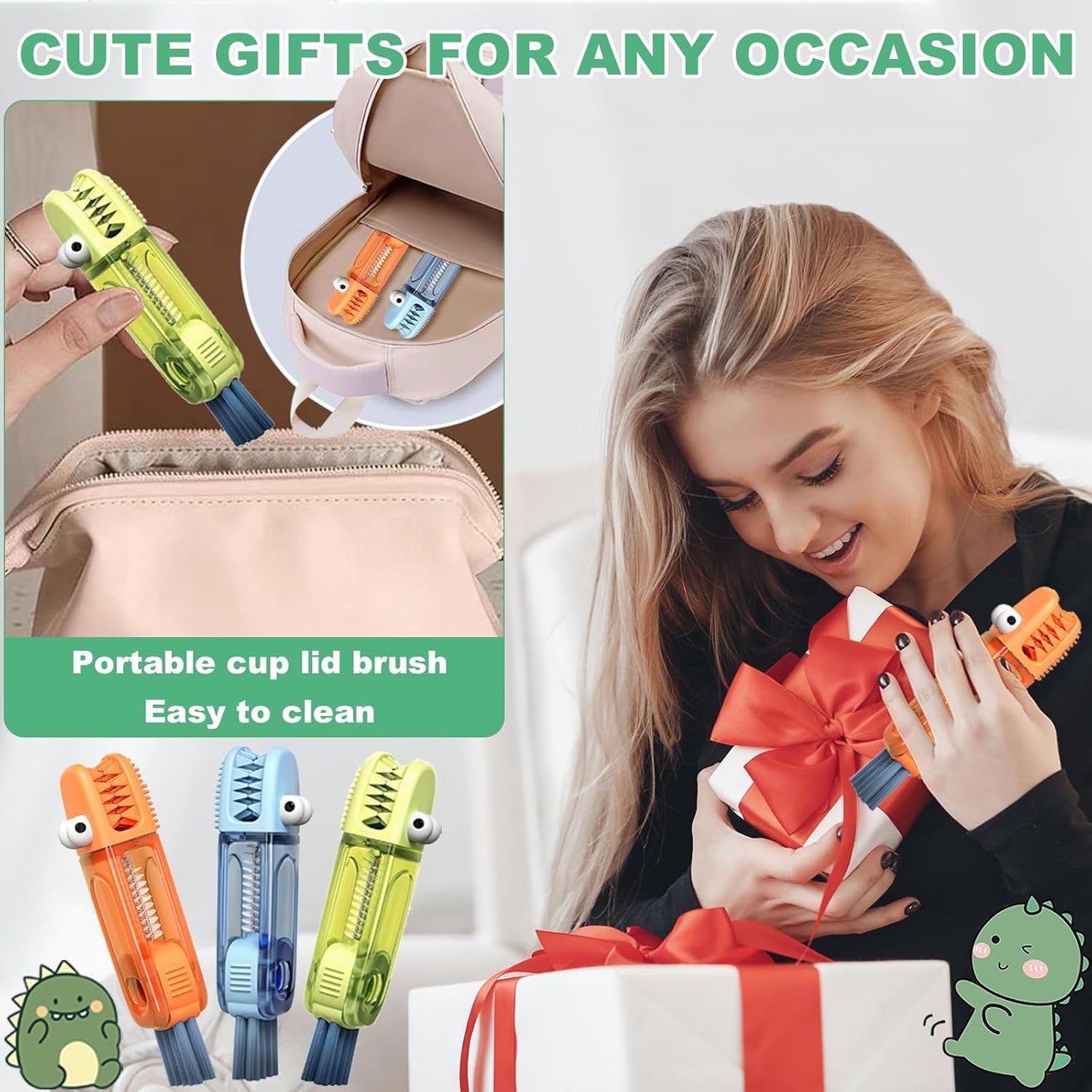 3 in 1 Cup Lid Cleaning Brush, Multifunctional Gap Cleaning Brush, Home Kitchen Crevice Brush, Portable Bottle Cleaner Brush for Cleaning Tight Spaces, Bottle Gaps, Travel Mug Caps(3 PCS)