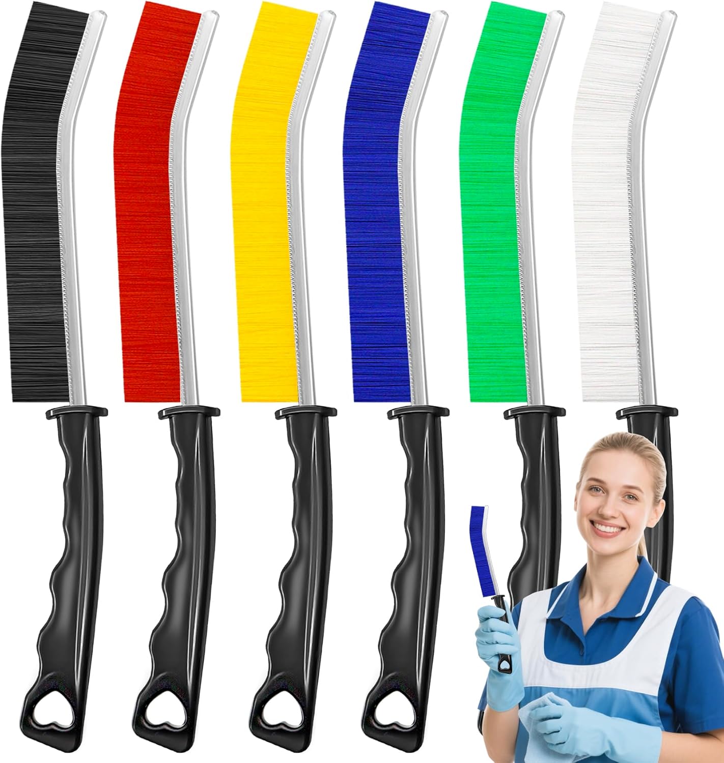6Pcs Crevice Cleaning Brushes for Household Use, Grout Cleaner Brush, Hard Bristle Groove, Gap Cleaning Tool, Suitable for Hard-to-Reach Regional Spaces（Thick）