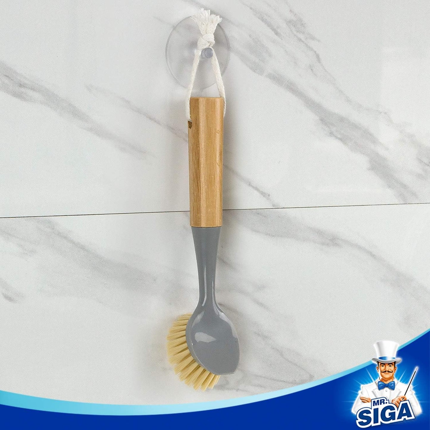 MR.SIGA Bamboo Palm Brush, Scrub Brush for Dishes Pots Pans Kitchen Sink Cleaning, Pack of 2