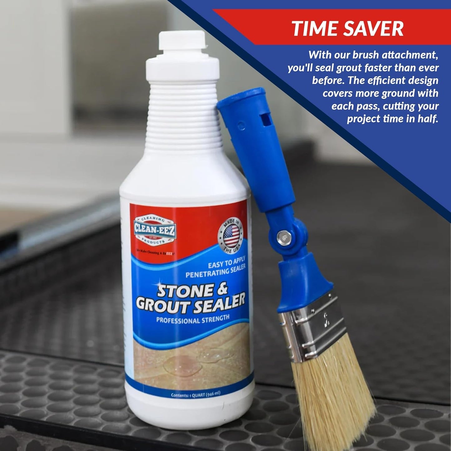 Clean-EEZ Grout Sealer - Protect Your Floors and Showers from Stains - Natural Stone Safe - Water and Oil Shield - Large 32 oz Bottle