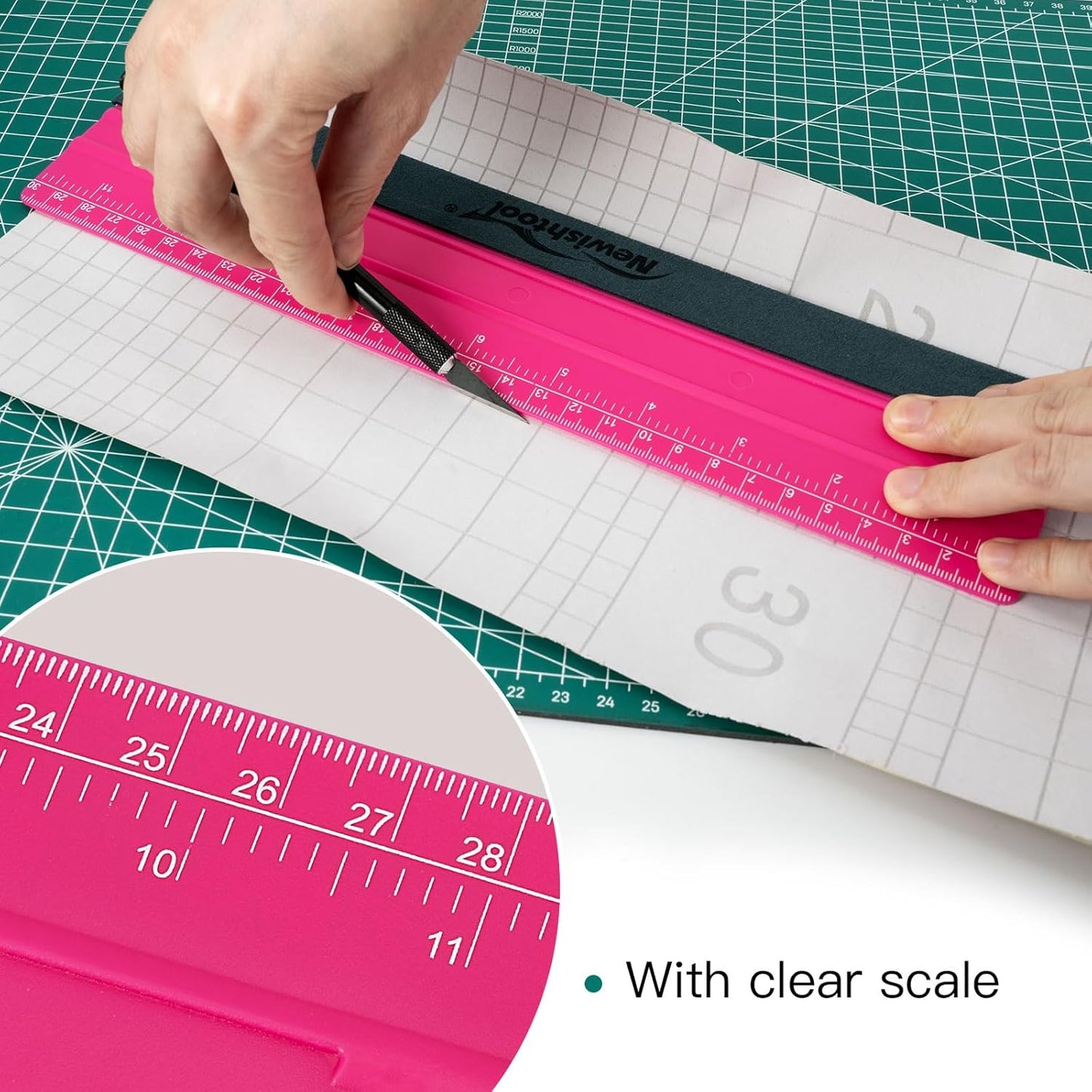 NEWISHTOOL Vinyl Wrap Squeegee for Vinyl, Big Size Wallpaper Smoothing Squeegee, 3 Pack 25CM Decals Squeegee with Ruler & Micro Suede Felt Edge for Sign Making Graphic Window Tint Film Application