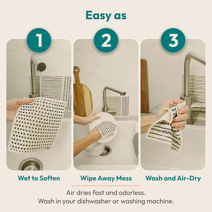 FEBU Swedish Dishcloths for Kitchen | 5 Pack Watercolor Reusable Paper Towels Washable | Swedish Dish Towels | Non-Scratch Cellulose Sponge Cloths | No Odor, Biodegradable Cleaning Cloths