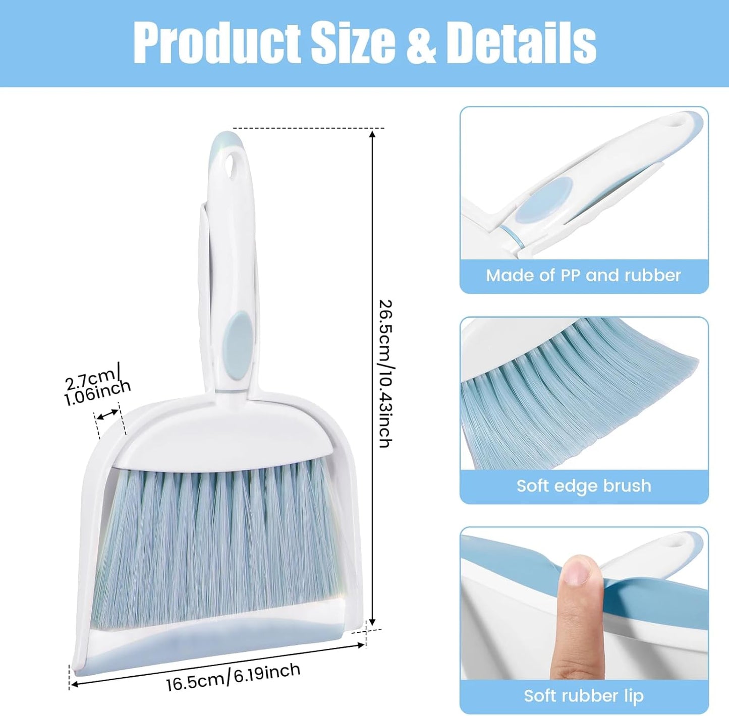 Dust pan, Mini Dustpan and Brush Set, Small Broom and Dustpan Set, Small Hand Broom and dust pan Set, Whisk Broom, Dust pan and Brush for Desk, Table, Home, Kitchen (Light Green 2pcs)