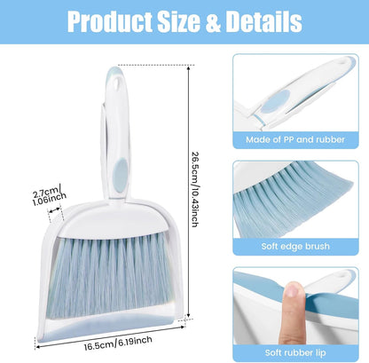 Dust pan, Mini Dustpan and Brush Set, Small Broom and Dustpan Set, Small Hand Broom and dust pan Set, Whisk Broom, Dust pan and Brush for Desk, Table, Home, Kitchen (Light Green 2pcs)