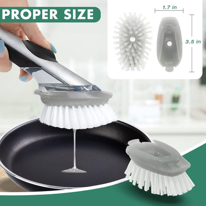 Soap Dispensing Dish Brush Refills, 8 Pack Dish Brush Replacement Head for Steel Soap Dispensing Dish Brush