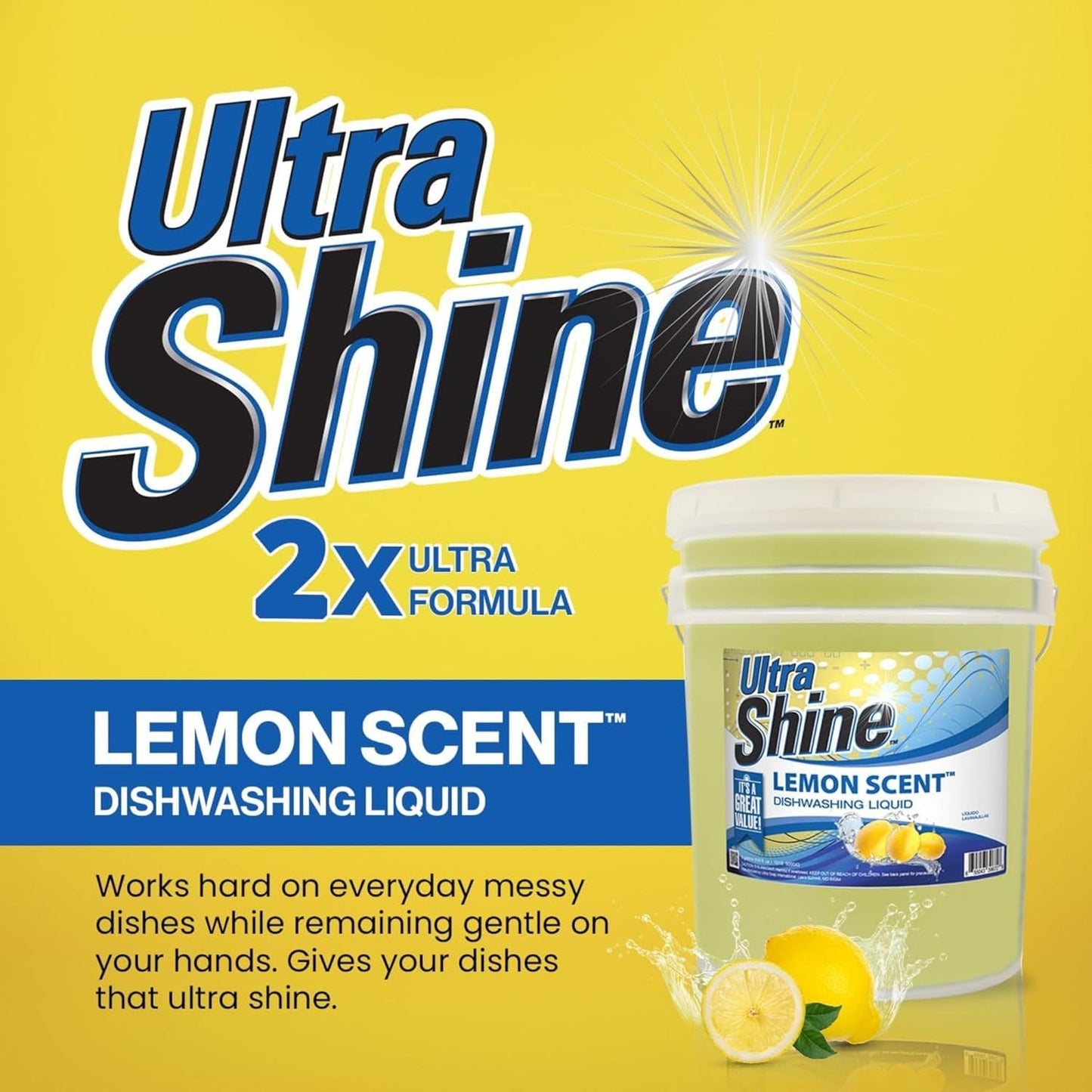 Ultra Shine 3X Platinum Bulk Dishwashing Liquid, Powerful Grease Remover, 5-Gallon - Concentrated Dish Cleaner Soap for Commercial Kitchens, Restaurants & Home Cleaning, Gentle on Hands & Skin