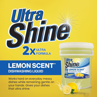 Ultra Shine 3X Platinum Bulk Dishwashing Liquid, Powerful Grease Remover, 5-Gallon - Concentrated Dish Cleaner Soap for Commercial Kitchens, Restaurants & Home Cleaning, Gentle on Hands & Skin