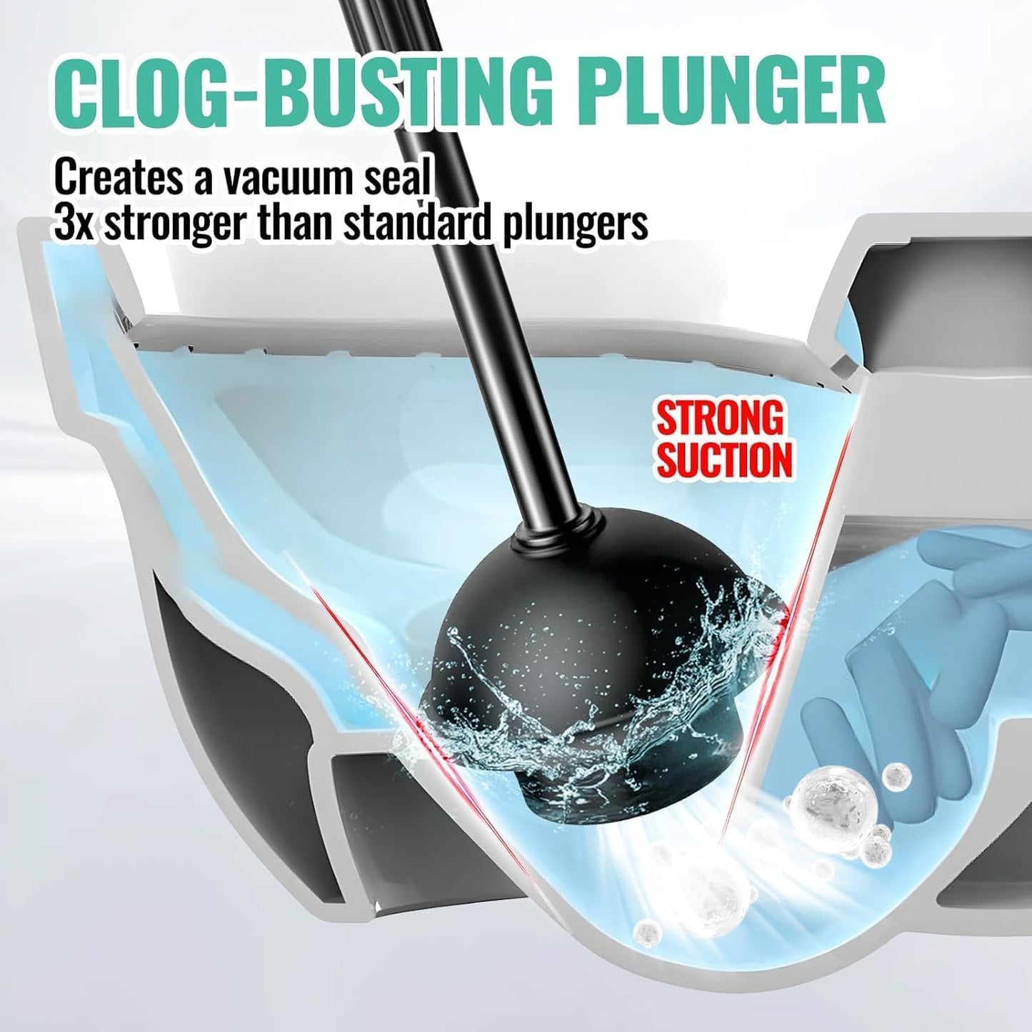 2 Pack 4 in 1 Toilet Brush and Plunger Set with Crevice Cleaning Brush, Toilet Plunger and Brush Set with Extra Long Handle, Plungers for Bathroom Accessories, Toilet Plunger with Holder, Black, Pack