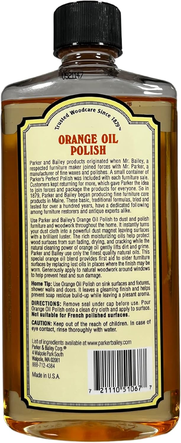 Parker & Bailey Lemon Oil Polish, Natural Lemon Scented Furniture Cleaner & Wood Table Cleaner, Renews & Restores a Finish for Woods, Protects from Drying or Cracking, Leaves a Shiny Finish, 16 oz
