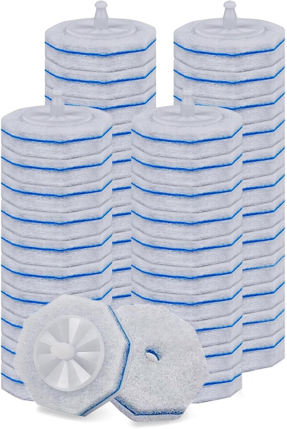 Disposable Toilet Bowl Wand Refills, Toilet Brush Head Pads Compatible with Most Disposable Cleaning Refills Upgraded Bathroom Blue Cleaning Scrubbers Wand Heads - 40 Pcs