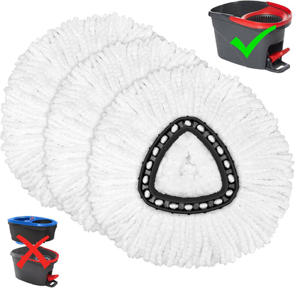Mop Replacement Heads for O-Ceda Mop Replace Head EasyWrin Spin Mop Heads Replacements, Microfiber Spin Mop Refills, Easy Cleaning Mop Head Replacement (White-3 Mop Heads)