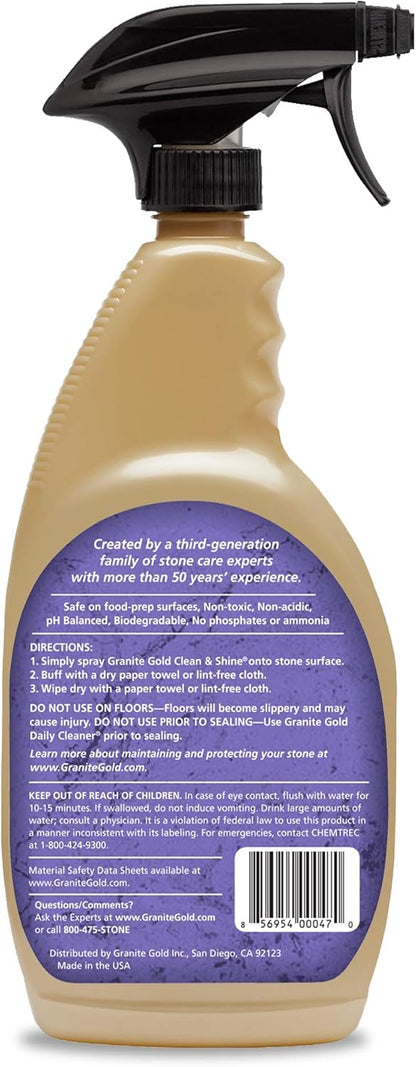 Granite Gold Clean and Shine Spray-Streak-Free Deep Cleaning & Polishing of Granite, Marble, Quartz, 24 Fl Oz (Pack of 1)