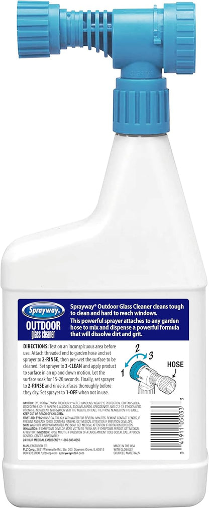 Sprayway Outdoor Glass Cleaner, 32oz | Streak-Free Shine, Foaming Action | Ideal for Windows, Patio Doors, and Outdoor Glass Surfaces