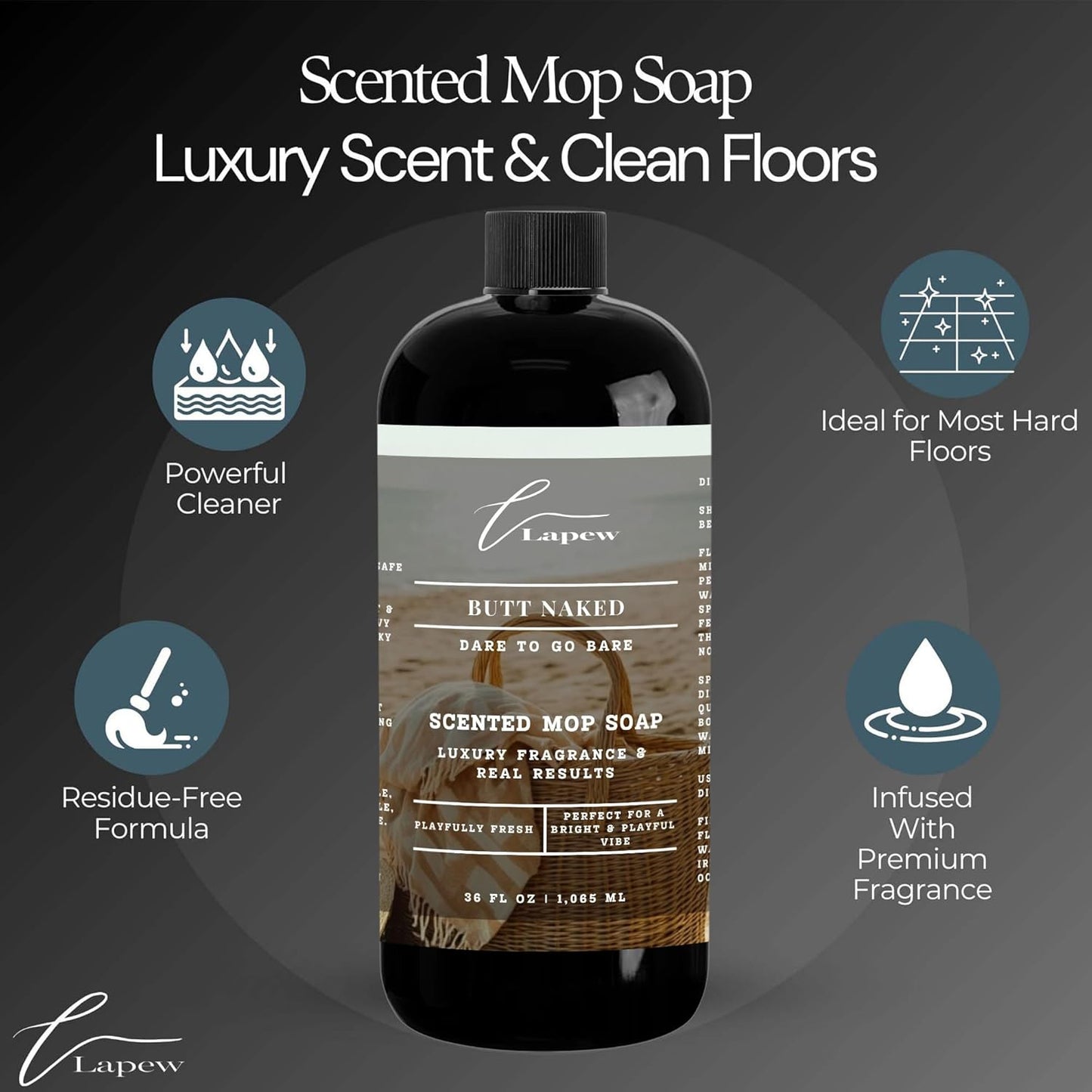 Lapew Black Sea Scented Cleaning Bundle | Carpet Deodorizer Powder (16 oz) & Mop Soap Concentrate (36 oz) | Pet-Friendly Odor Eliminator - Colors B