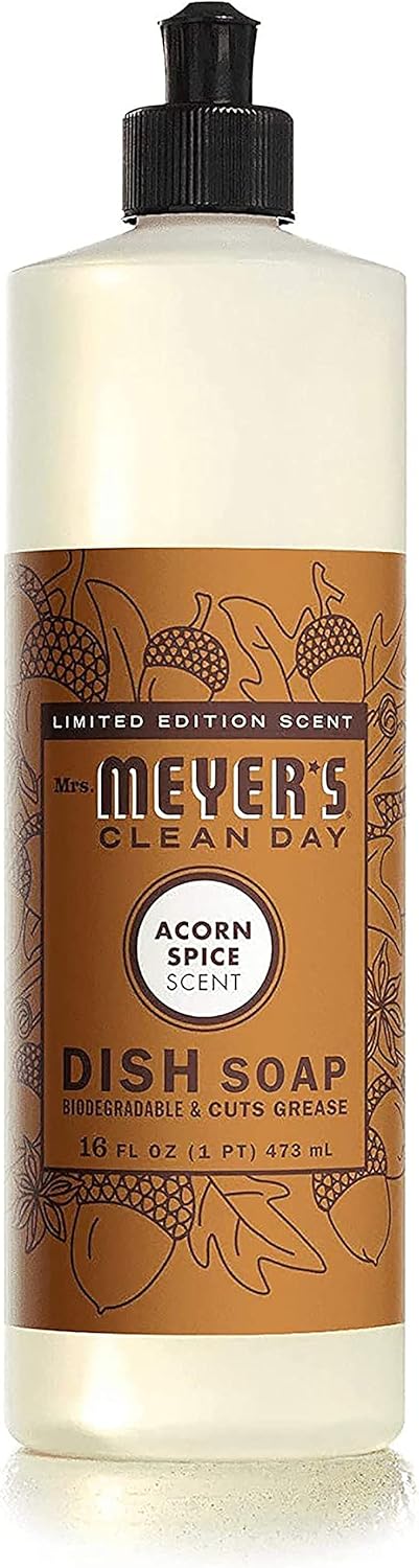 Mrs. MEYER'S CLEAN DAY Liquid Dish Soap 3 Pack Variety, Acorn Spice, Apple Cider, Fall Leaves, 16 OZ Each, 1 CT