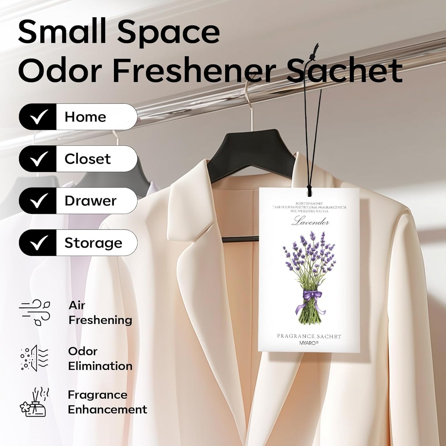 MYARO 12 Pack Fresh Linen Scented Sachets for Drawer, Closet & Car Air Freshener Bags | Odor Eliminator & Fabric Refresher | Crisp, Clean Home Fragrance Gift Set