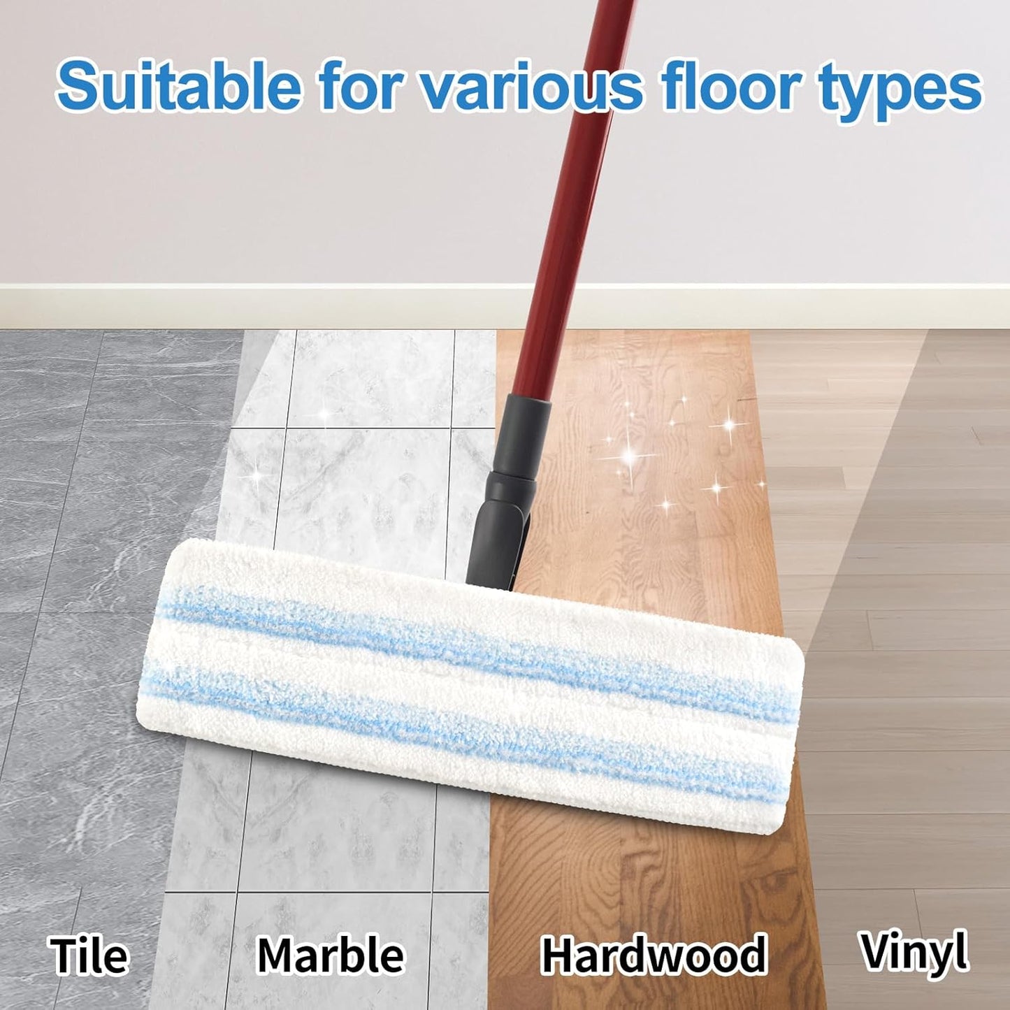 Mop Pads Replacements Compatible with O Cedar H2prO Flat Mop System Microfiber Mop Replacement Heads for O-Cedar/Vileda H2prO Flat Floor Mop, Washable & Reusable Pad Refills for Deep Cleaning, 4 Pack