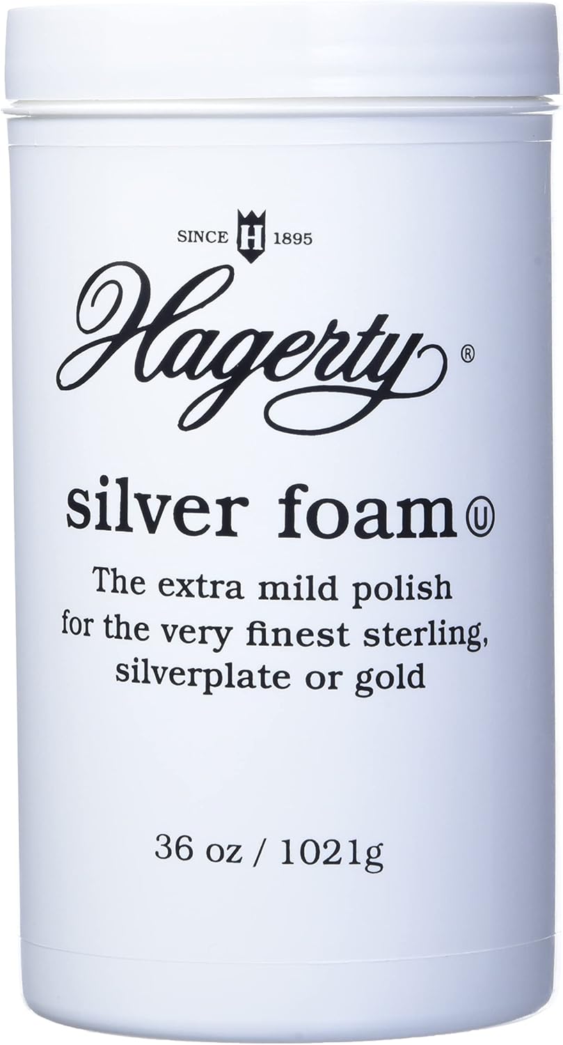 Hagerty Silver Foam - Trusted Silverware Polish and Tarnish Remover Since 1895 for Sterling Silver, Silver-Plate, Gold, and Gold – Made in USA, Kosher Certified, 19 oz