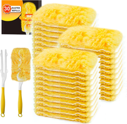 Duster Refill Compatible with Swiffer Duster, Heavy Duty Duster Refills Kit for Cleaning Dusting, Multi Surface 360 Feather Duster, 20 Count Disposable Refills with 1 Handle