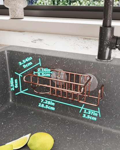 HapiRm 4 in 1 Kitchen Organizers and Storage, SUS304 Stainless Steel Brush Holder + Dish Cloth Hanger + Soap Rack + Sink Stopper Rack, No Drill Kitchen Essentials - Black